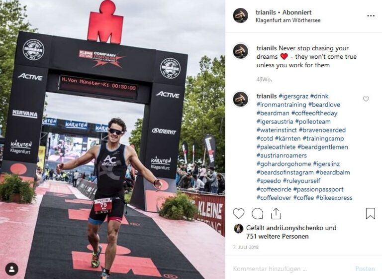 Ironman während Studium auf Instagram Account - über 12k Follower